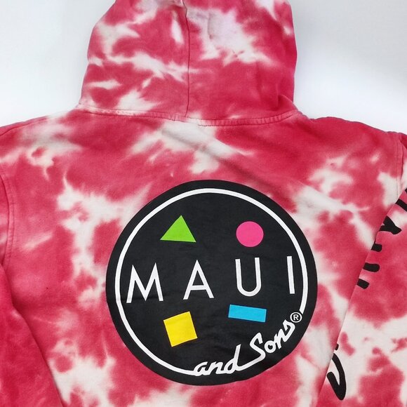 Maui and Sons pull over hoodie men's size L tie-dye white & salmon pink kangaroo - Picture 4 of 13